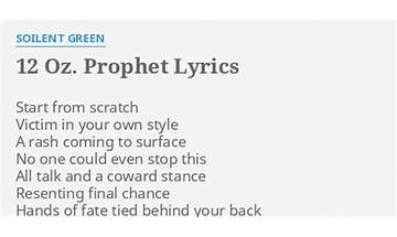 12 Oz. Prophet en Lyrics [Soilent Green]