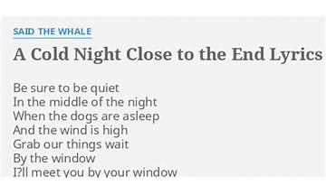 A Cold Night Close To The End en Lyrics [Said The Whale]