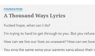 A thousand ways en Lyrics [Foundation]