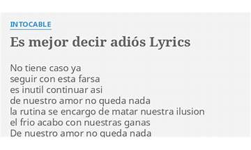 Adiós es Lyrics [A.M]