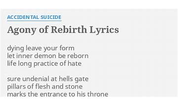 Agony Of Rebirth en Lyrics [Accidental Suicide]