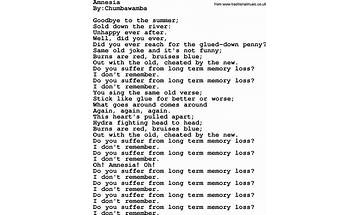 Amnesia en Lyrics [Toad the Wet Sprocket]