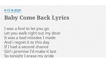 Baby Come Back en Lyrics [K-Ci & JoJo]