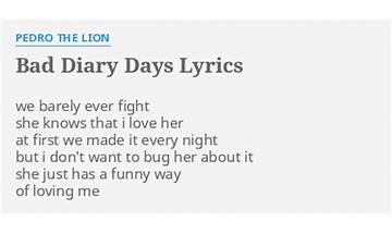 Bad Diary Days en Lyrics [Pedro The Lion]