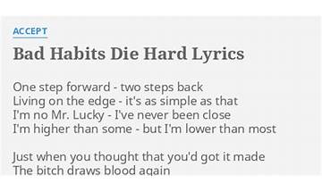 Bad Habits Die Hard en Lyrics [Accept]
