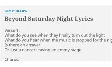 Beyond Saturday Night en Lyrics [Sam Phillips]
