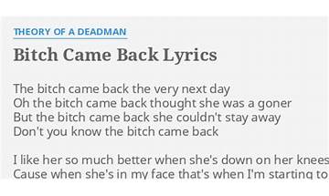 Bitch Came Back en Lyrics [Theory of a Deadman]