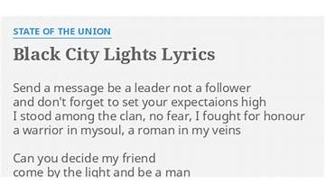 Black City Lights en Lyrics [State Of The Union]