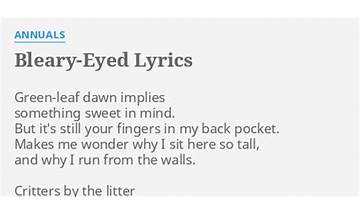 Bleary-Eyed en Lyrics [Annuals]