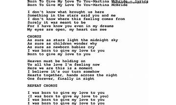 Born To Give My Love To You en Lyrics [Martina McBride]
