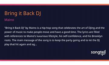 Bring it Back DJ en Lyrics [Maino]