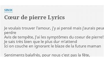 Cœur de pierre fr Lyrics [Karim Ouellet]