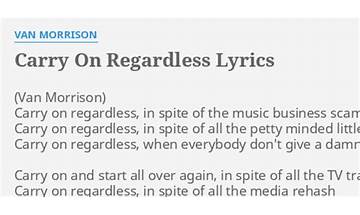 Carry On Regardless en Lyrics [Van Morrison]