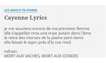 Cayenne fr Lyrics [Les Amis D\'Ta Femme]