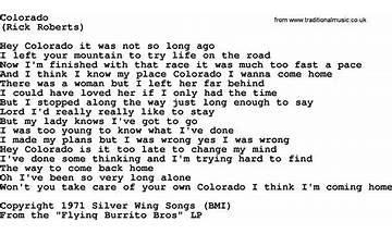 Colorado en Lyrics [Cheatahs]