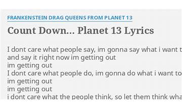 Count Down Planet 13 en Lyrics [Frankenstein Drag Queens From Planet 13]