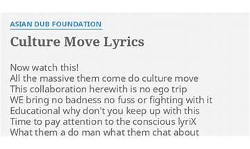 Culture Move en Lyrics [Asian Dub Foundation]