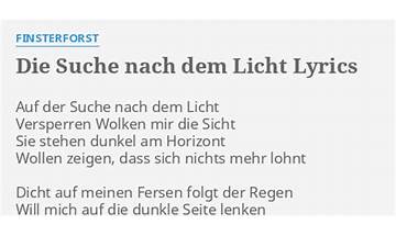 Die Suche nach dem Licht de Lyrics [Finsterforst]