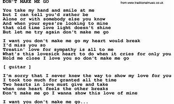 Don\'t Make Me Go en Lyrics [Johnny Cash]
