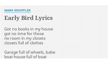 Early Bird en Lyrics [Tricky]