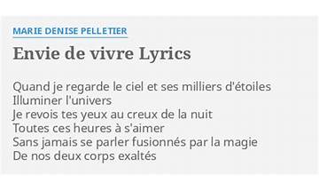 Envie de vivre fr Lyrics [Nathalie Sorce]