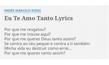 Eu te amo tanto pt Lyrics [Padre Marcelo Rossi]
