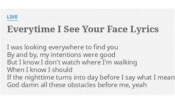 Everytime I See Your Face en Lyrics [LIVE]