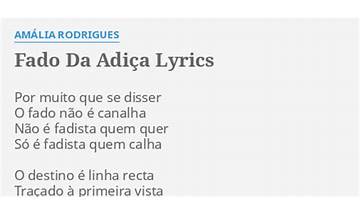 Fado Da Adiça pt Lyrics [Amália Rodrigues]