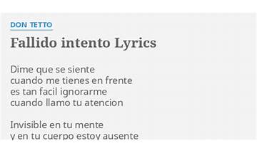Fallido Intento es Lyrics [Don Tetto]