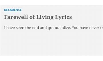 Farewell of Living en Lyrics [Decadence (GR)]