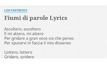 Fiumi Di Parole it Lyrics [Los Fastidios]