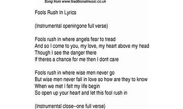 Fools Rush In en Lyrics [Lesley Gore]