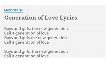 Generation of Love en Lyrics [Masterboy]