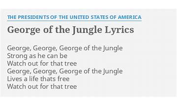 George of the Jungle en Lyrics [The Presidents of the United States of America]