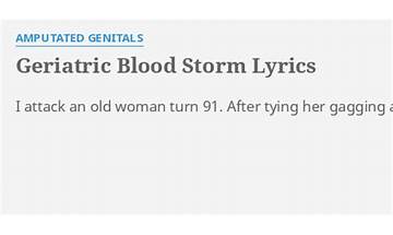 Geriatric Blood Storm en Lyrics [Amputated Genitals]