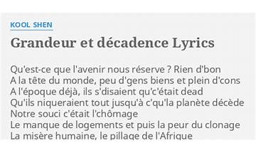 Grandeur et décadence fr Lyrics [Paris Violence]