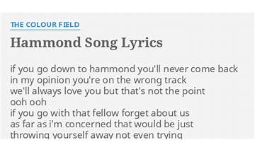 Hammond Song en Lyrics [The Roches]