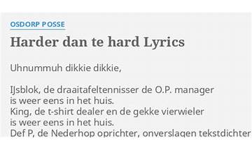Harder dan te hard nl Lyrics [Osdorp Posse]
