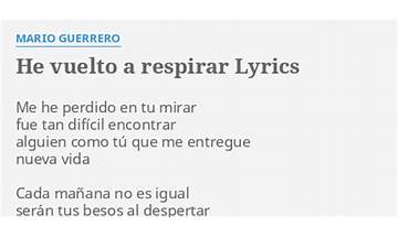 He Vuelto a Respirar es Lyrics [Mario Guerrero]