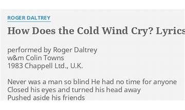 How Does the Cold Wind Cry en Lyrics [Roger Daltrey]
