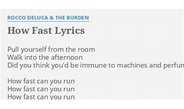 How Fast en Lyrics [Rocco DeLuca & The Burden]
