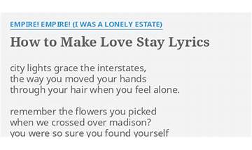 How To Make Love Stay en Lyrics [Empire! Empire! (I was A Lonely Estate)]
