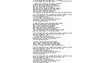 I\'ll Be There For you en Lyrics [Cocoon]