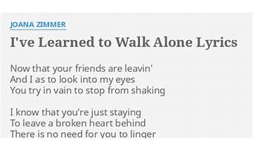 I\'ve Learned to Walk Alone en Lyrics [Joana Zimmer]
