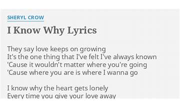 I Know Why en Lyrics [Sheryl Crow]