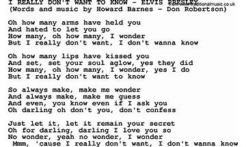 I Really Don\'t Want to Know en Lyrics [Ronnie Dove]
