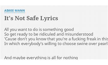 It\'s Not Safe en Lyrics [Aimee Mann]