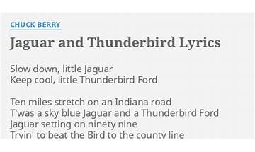 Jaguar and Thunderbird en Lyrics [The Troggs]