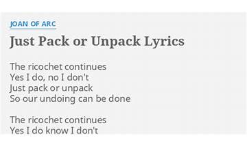 Just Pack or Unpack en Lyrics [Joan of Arc]