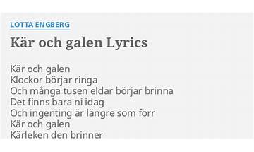 Kär och galen sv Lyrics [Ulf Lundell]